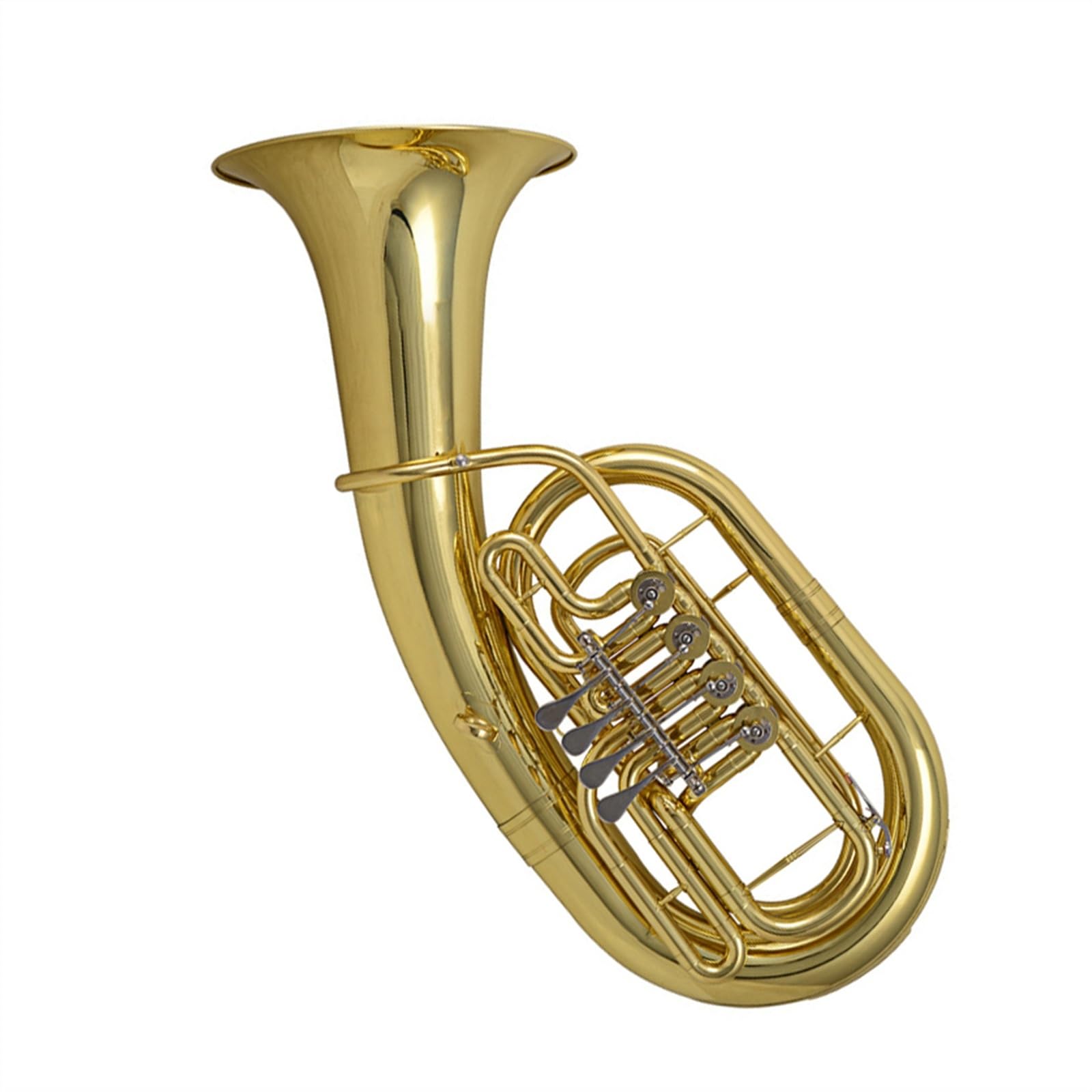 Messing Lackiertes, Goldfarbenes Bariton-Trompetenblasinstrument Mit 4 Flachen Klappen, Mundstück Und Zubehör Euphonium für Anfänger