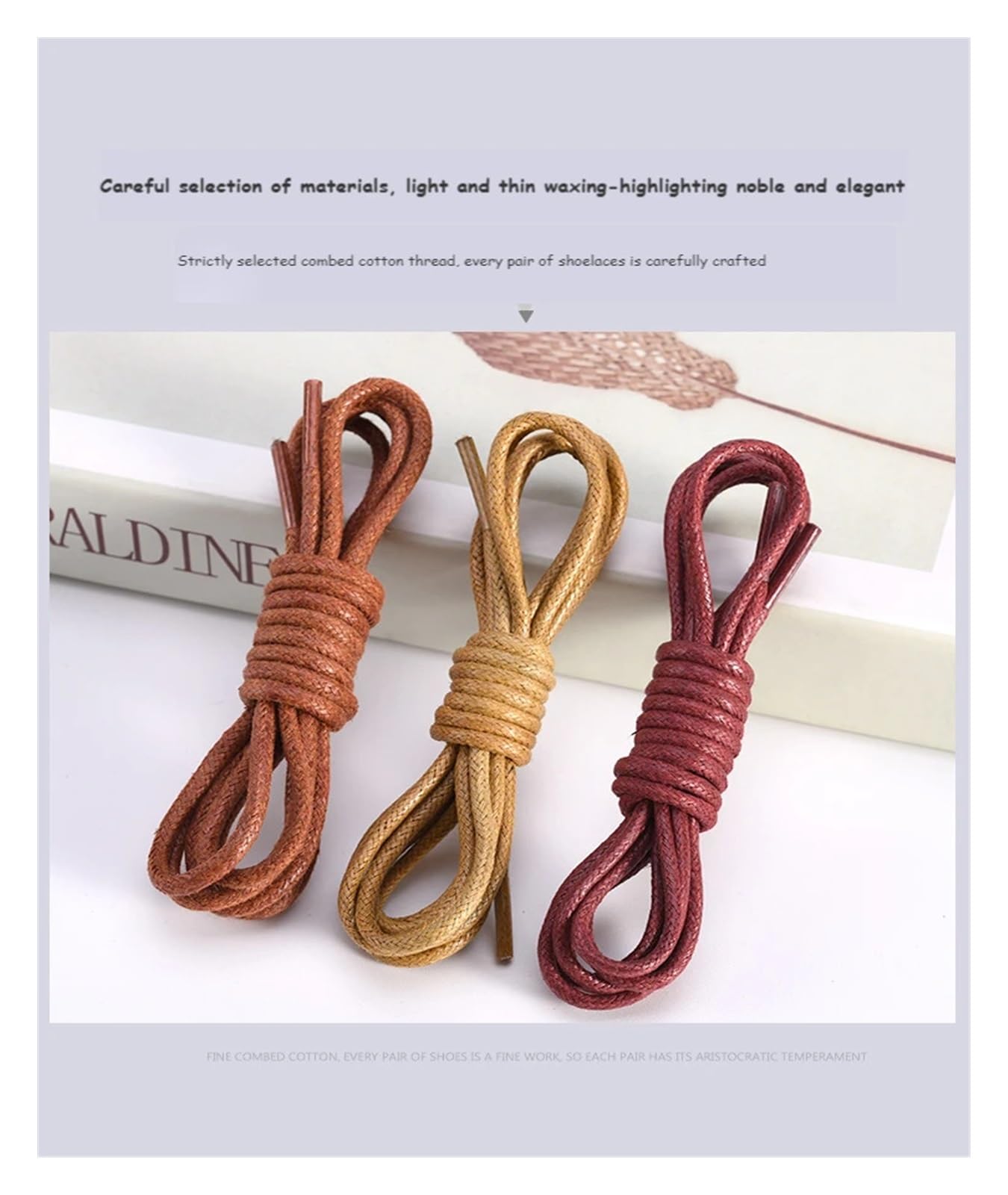Cordones de zapatos planos, 1 par de cordones encerados de algodón, botas redondas, cordones for hombres, cordones redondos Oxford(Black,120cm)