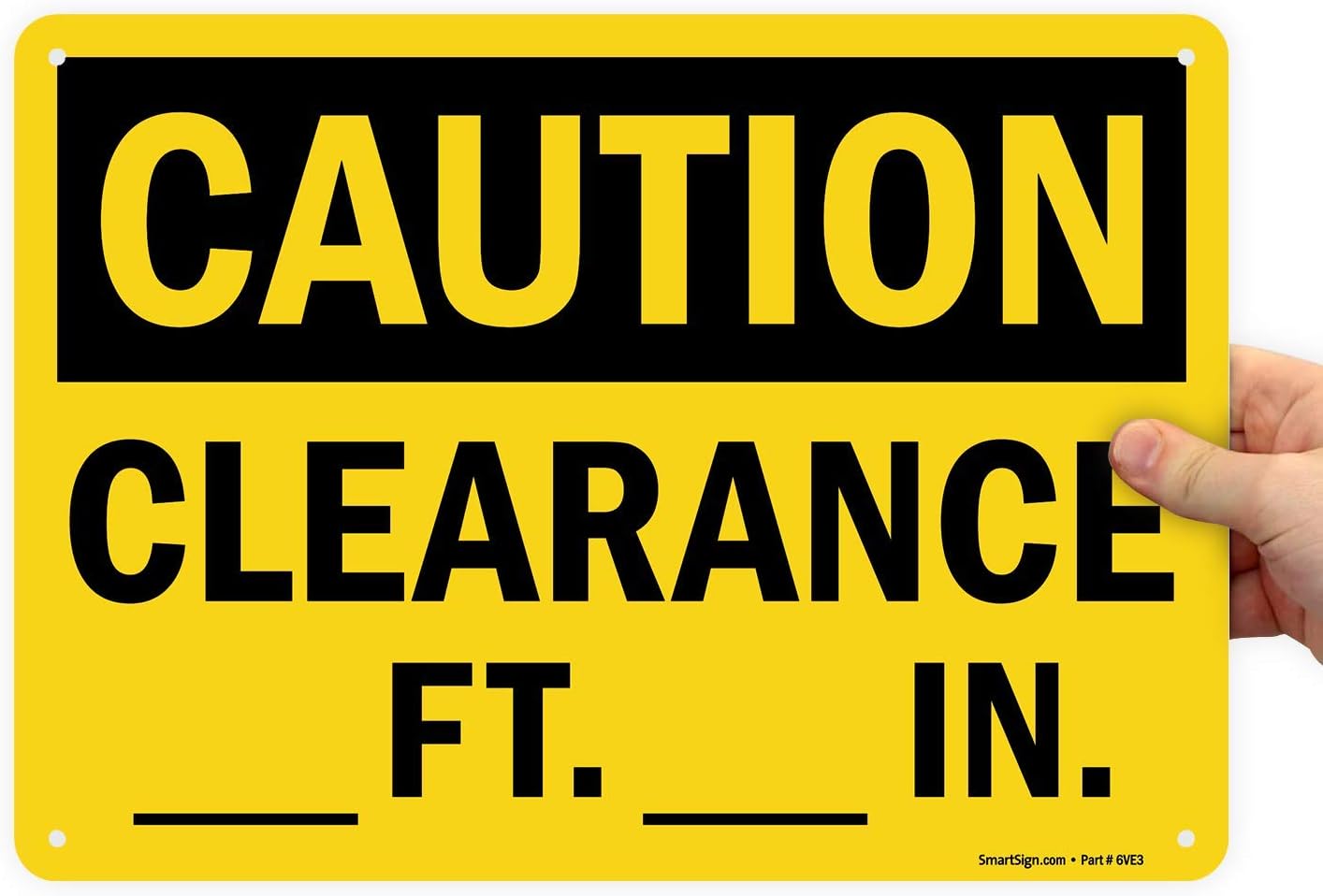 SmartSign 「Caution - Clearance __ Ft.__ In」書き込みサイン | 10インチ x 14インチ