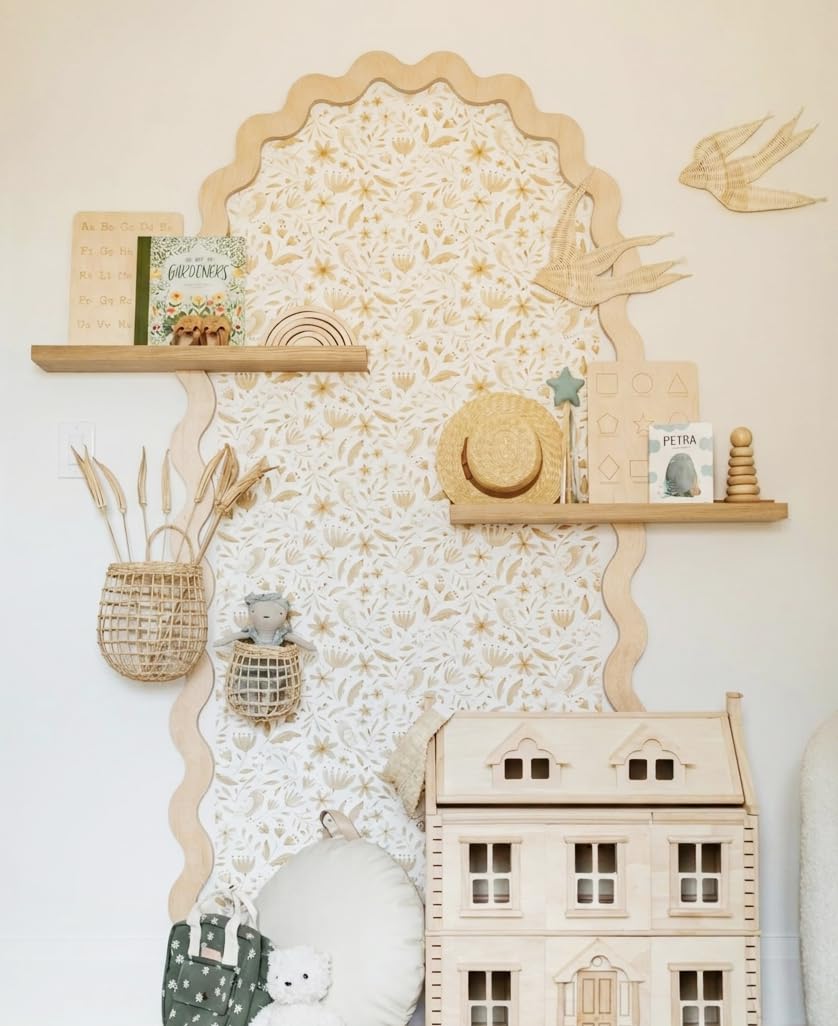 Deko-Bogen aus gewelltem Holz, 90 x 170 cm, Wandpaneel im Shabby-Chic-Stil, DIY-Set, 11 Abschnitte mit Kleber enthalten, Dekoration für Baby- & Kinderzimmer