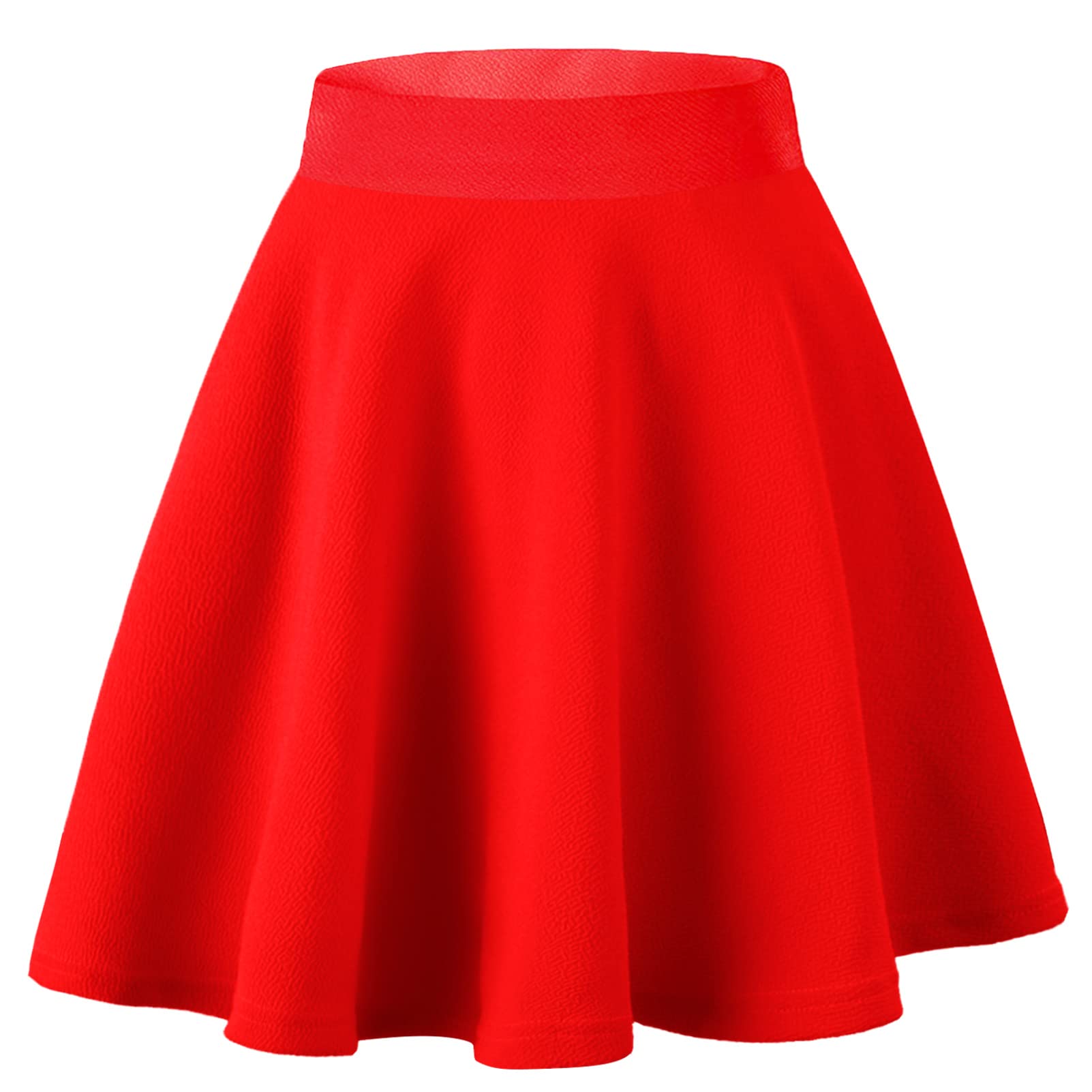 Dressever Damen Basic Vielseitige Dehnbaren Informell Casual Mini Hohe Taille A-Linie Tennisrock Tanzrock