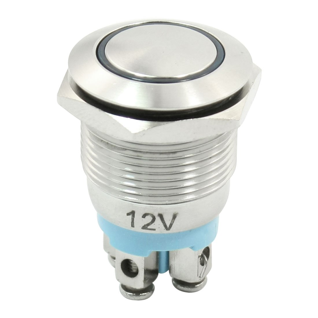 Uxcell Blue Sourcingmap Dc 12V Led Light 19Mm Dia Metal Momentary Push Button Switch No
