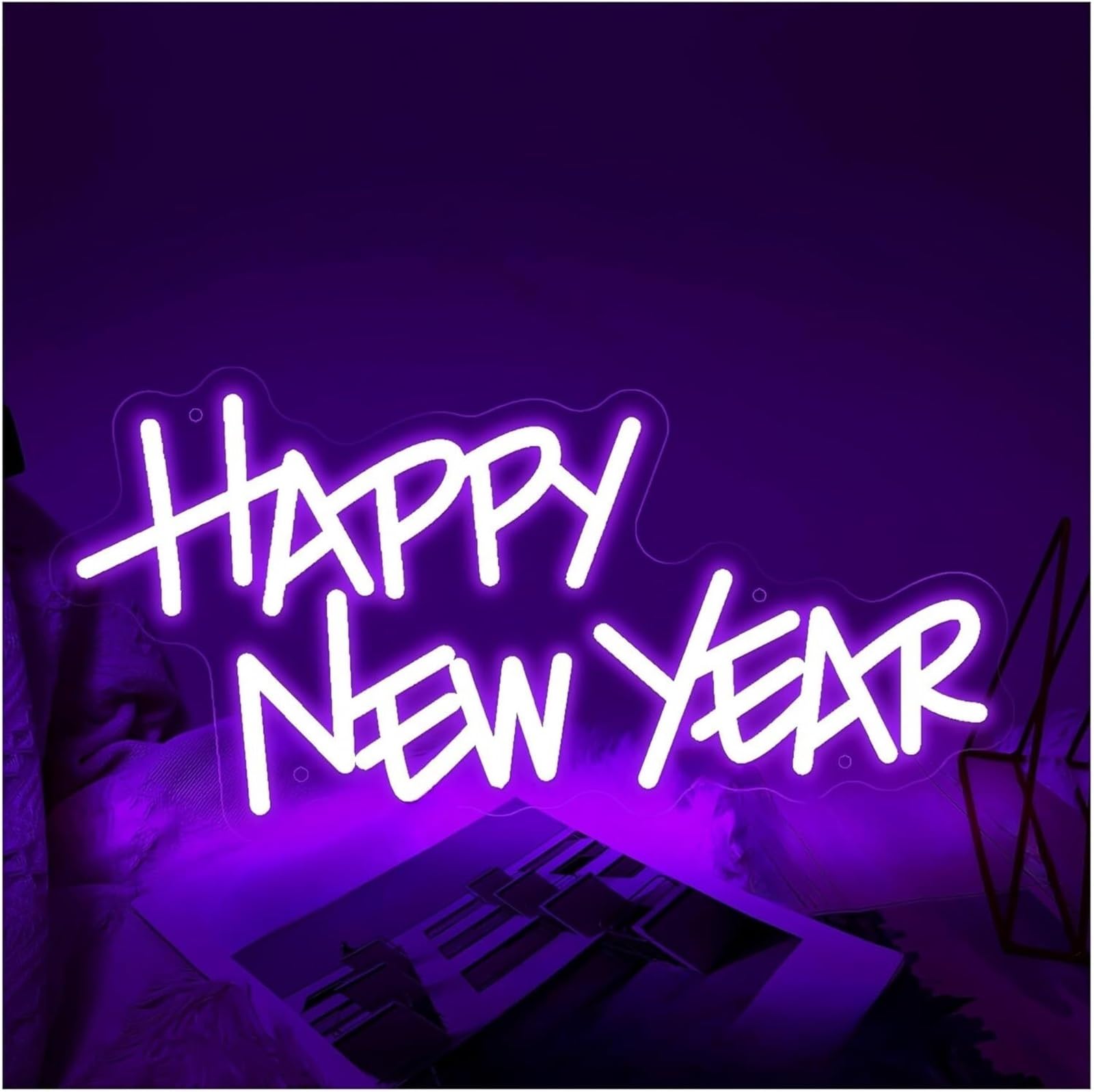 Aextroi neon Lights Sign for neon Lamp Happy New Year for Sign for Powered Dimmable Night Lights 20cm×40cm(C)