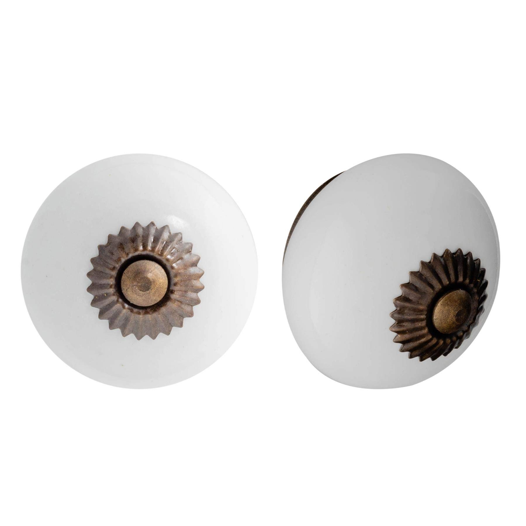 Nicola Spring Ceramic Cupboard Drawer Handle Knobs - White - Pack of 12