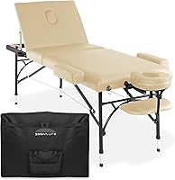 Vista 11 de Saloniture Mesa de masaje profesional portátil ligera de tres pliegues con patas de aluminio, incluye reposacabezas, soporte facial, reposabrazos