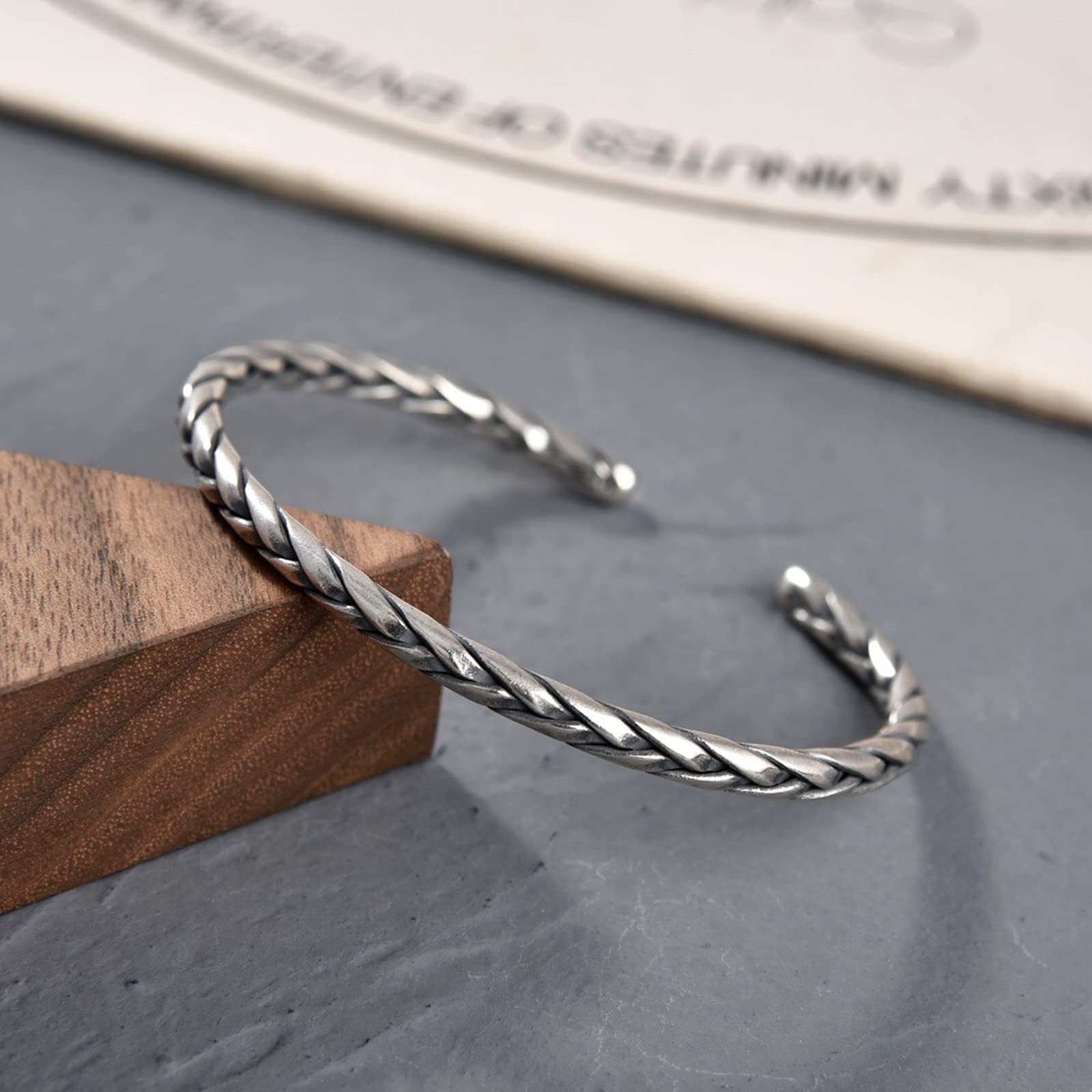 LYGXWJFC Mode Armreif Frauen Männer Schmuck Solide 925 Sterling Silber Weben Armreif Geschenk