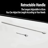 Vista 5 de Cuchara extensible de acero inoxidable, cucharada de cocina de 24.4 pulgadas de largo para revolver, recoger y servir, cuchara agitadora plateada