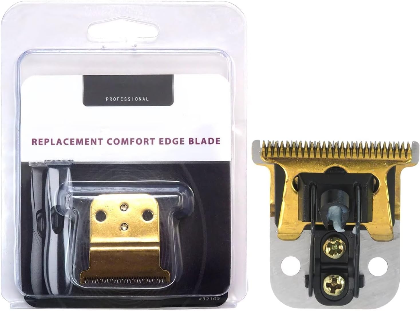 Trimmer Replacement T Blade Set Ceramic Blade Carbon Steel Blade Set for Andis Slimline Pro Li Hair Trimmer D7#32655 D8#32400 (Gold)