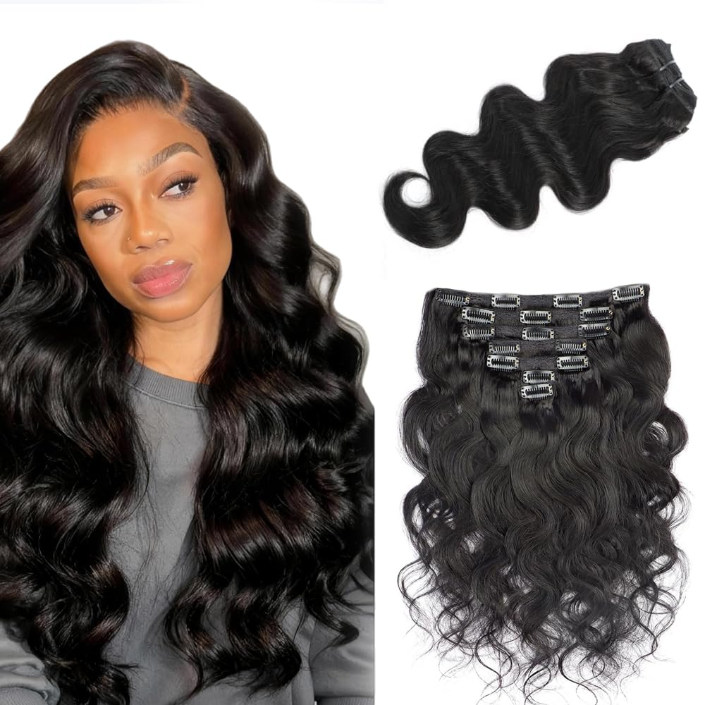 Body Wave Clip In Extensions Cheveux Perruque Dames Human Hair Extensions 1B Natural Black Menschliches Haar Bundles With Minimal Shedding For Women 28 Inch