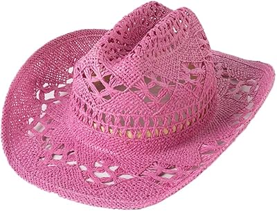 Joytrends Hollow Straw Sun Hat Handmade Woven Cowboy Hat Summer Beach Hat for Women Men