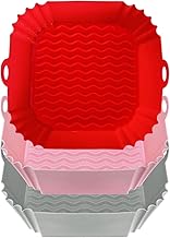 Air Fryer Liners I Round Silicone Basket Baking Tray I Pot with Ear Handles I Nonstick Reusable Heat Resistant I Cooking Oven Insert Accessories (Square Pack 3)
