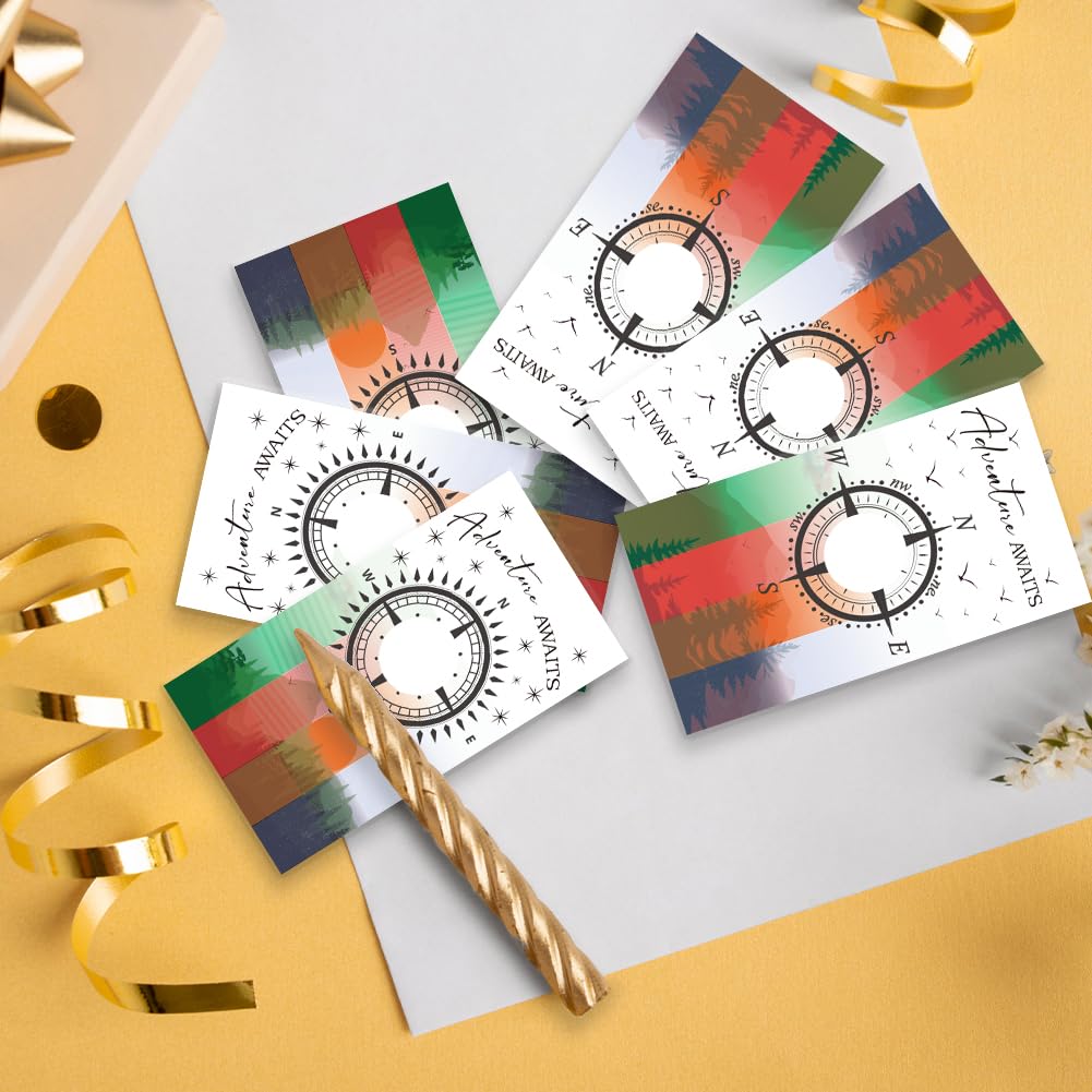 PLIGREAT 120 Pack Adventure Awaits Scratch Off Cards DIY Your Own Scratch Off Crads with Stickers Compass Scratch to Win Tickets DIY Coupon Cards for Travle Small Business Promotion Party Supplies - Image 3