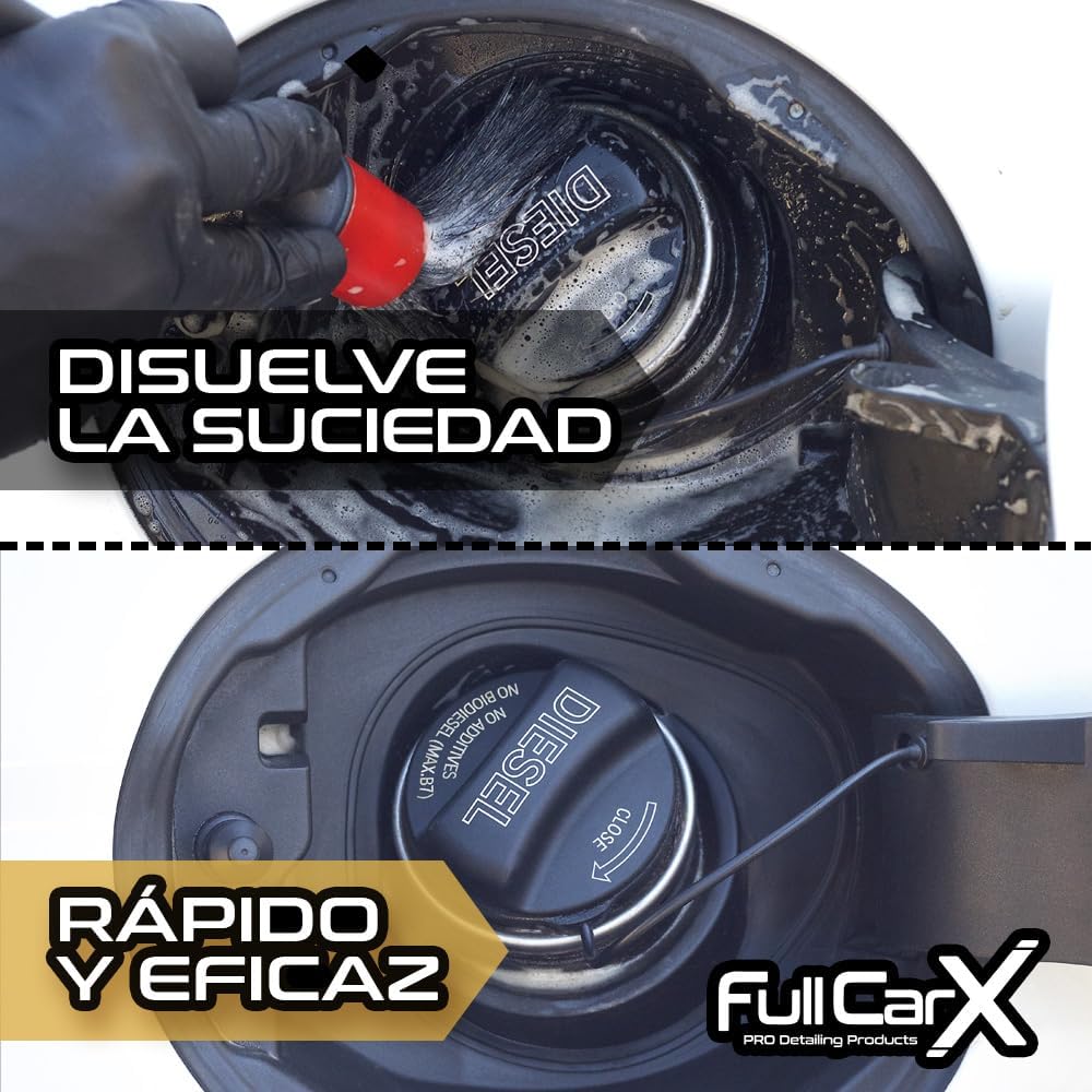 AutoFullCar – APC Limpiador Multiusos FullCarX 750ml Listo al Uso + 2 Pinceles Detailing, Espuma Activa con Cloruro de Benzalconio, Interior y Exterior, Tapicería, Motor, Llantas, Desinfectante