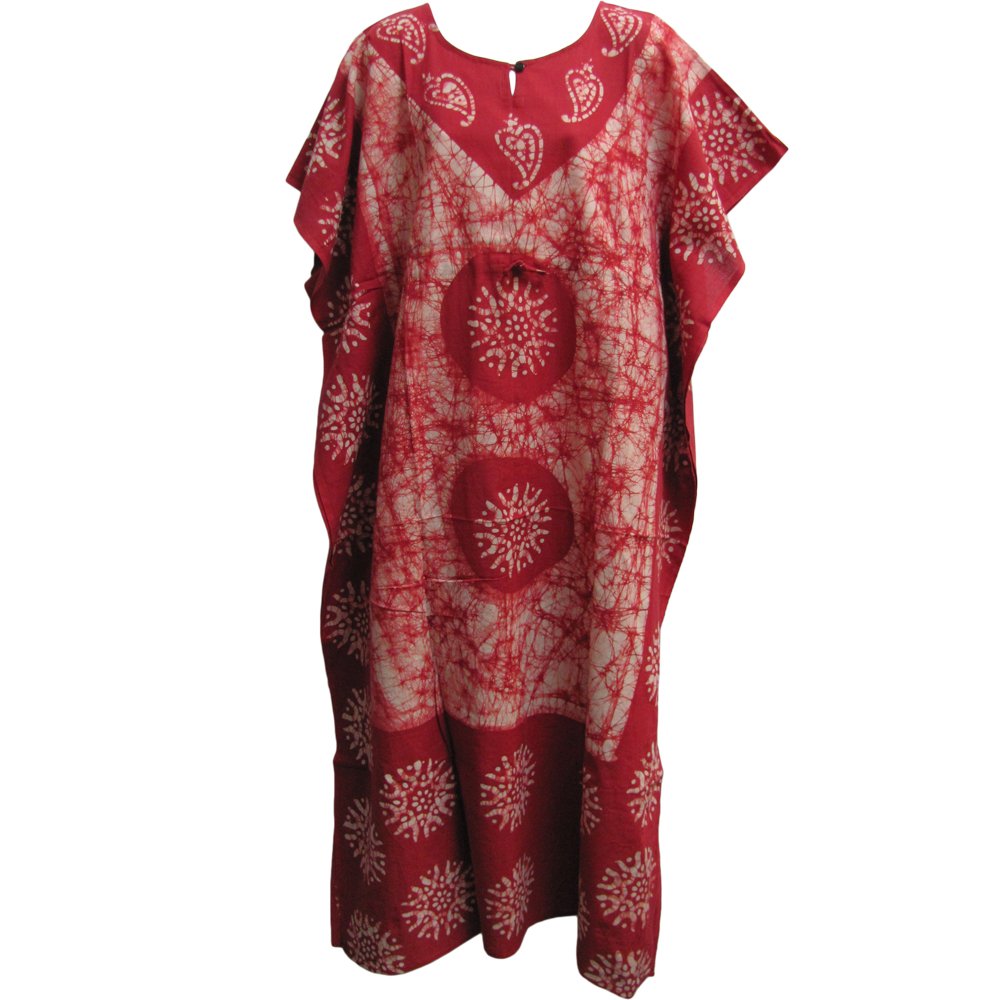 Indian Cotton Batik Bohemian Long Caftan/Kaftan Dress - Multi - One Size