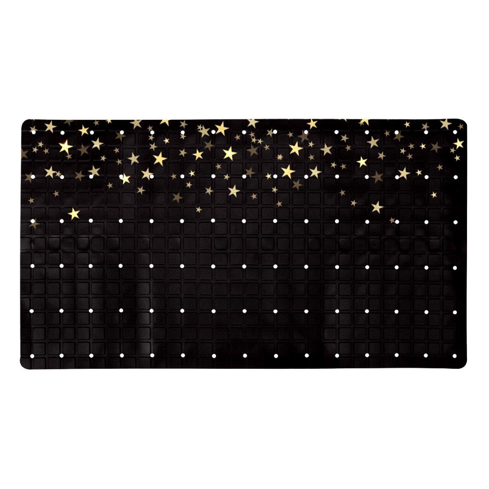 Tapis de bain antidérapant à ventouses motif étoile noire pour douche