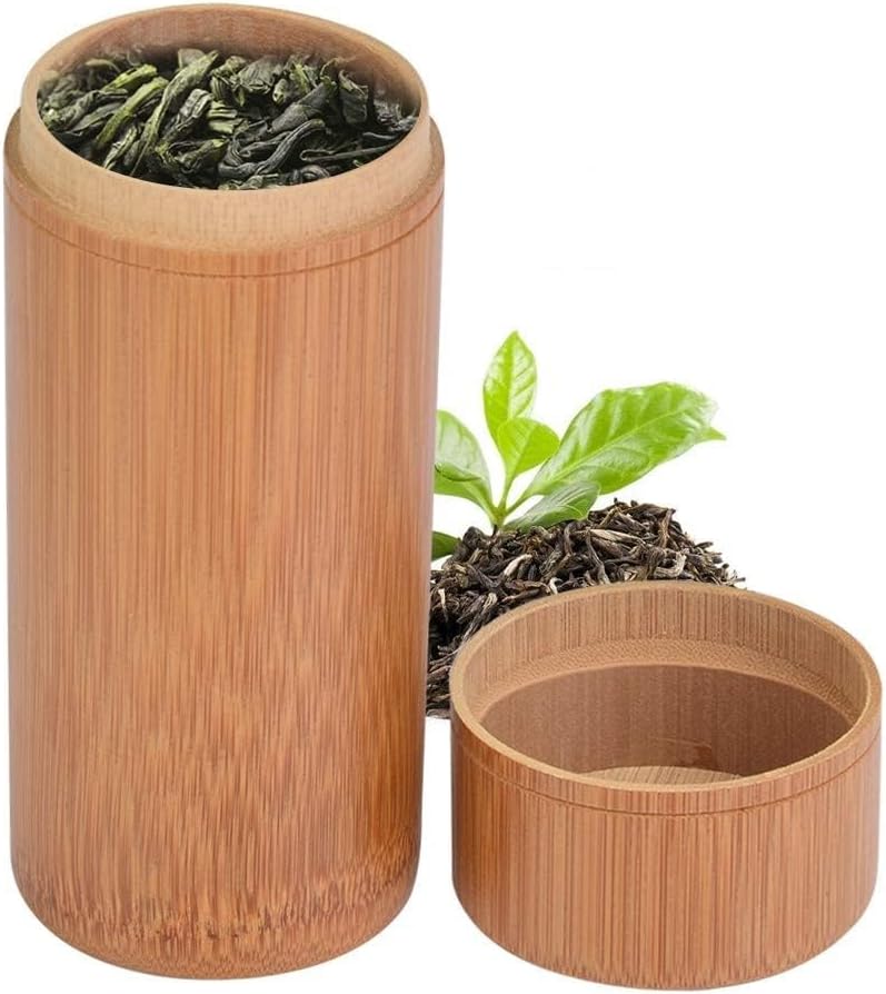 Mumusuki Tea Jar, Portable Sealed Tube Tea Storage Box Canisters Box Wake Tea Bucket for Farmhouse Kitchen Counter(M)