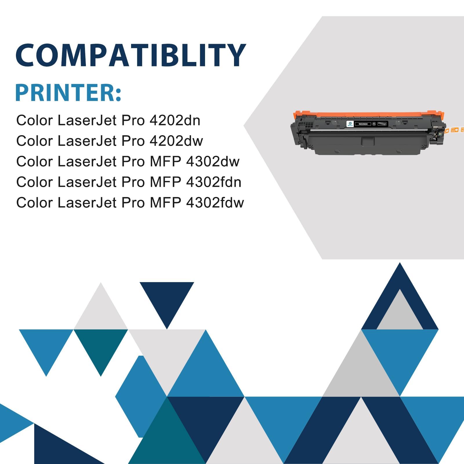 220X 220A Kompatibel für HP MFP 4302dw 4302fdw 4 Pack Toner Mit Chip | Kompatibel für HP Color LaserJet Pro MFP 4202dw 4202dn 4302fdn Schwarz Cyan Gelb Magenta,W2200X W2201X W2202X W2203X