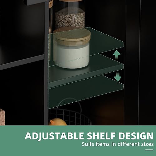 Miniatura 107 de Shintenchi Carrito de isla de cocina con almacenamiento, mesa auxiliar de isla de cocina con ruedas con encimera, armario de almacenamiento de una