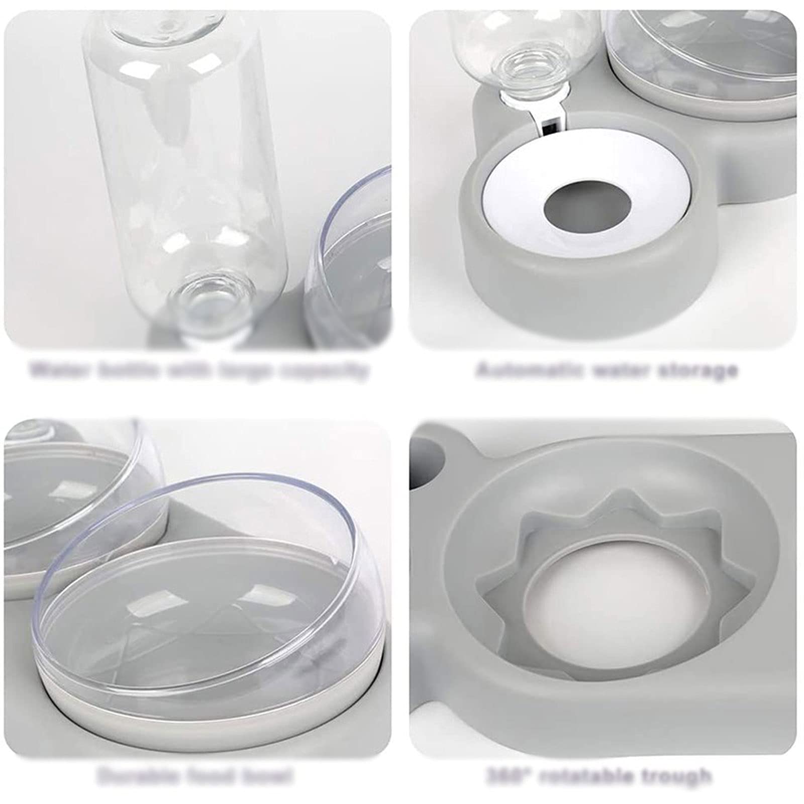 RTHGTFGW Comedero Perro Tres tazón de Mascota Ajuste sin Deslizamiento 15 ° Tilt 360 ° Giro Giratorio de Doble alimento Botella de Agua automática for pequeños Perros medianos Gato