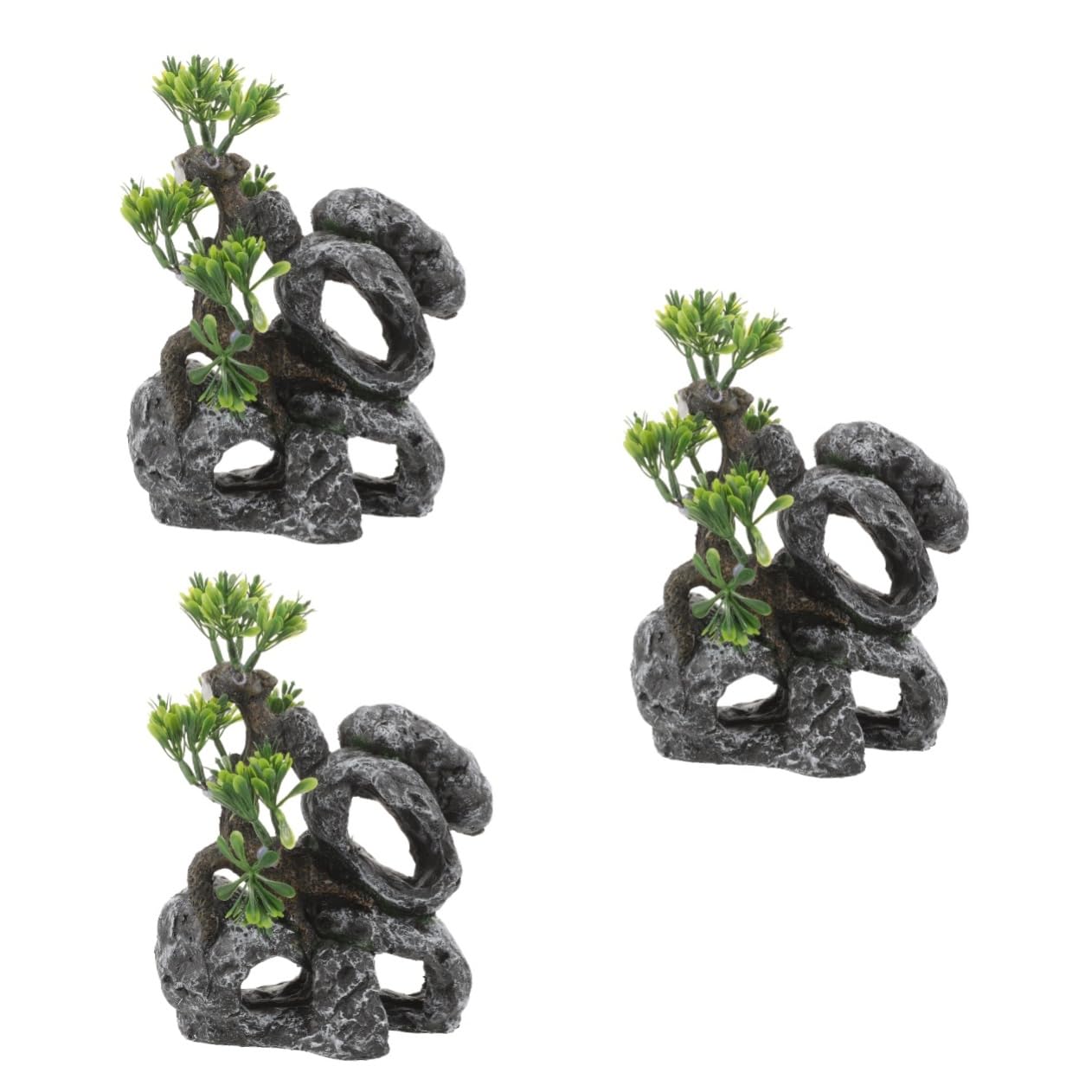 YARNOW 3 Pièces Cachette Aquatique Aquarium Faux Poisson Grenouille décor Chauffage réservoir Filet mangeoire Plantes air océan Usine étang Artificiel Vide Flottant Automatique résine