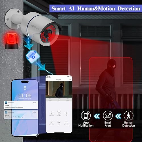 Miniatura 7 de Sistema de cámara de seguridad POE con NVR 4K, 4 cámaras de seguridad IP de 5MP con disco duro de 1 TB para interiores y exteriores
