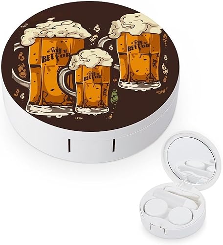Miniatura 1 de Contact Lens Case Travel Beer Print Contact Cases Box With Mirror Solution Bottle Applicator Removal Tool Kit For Daily Outdoor