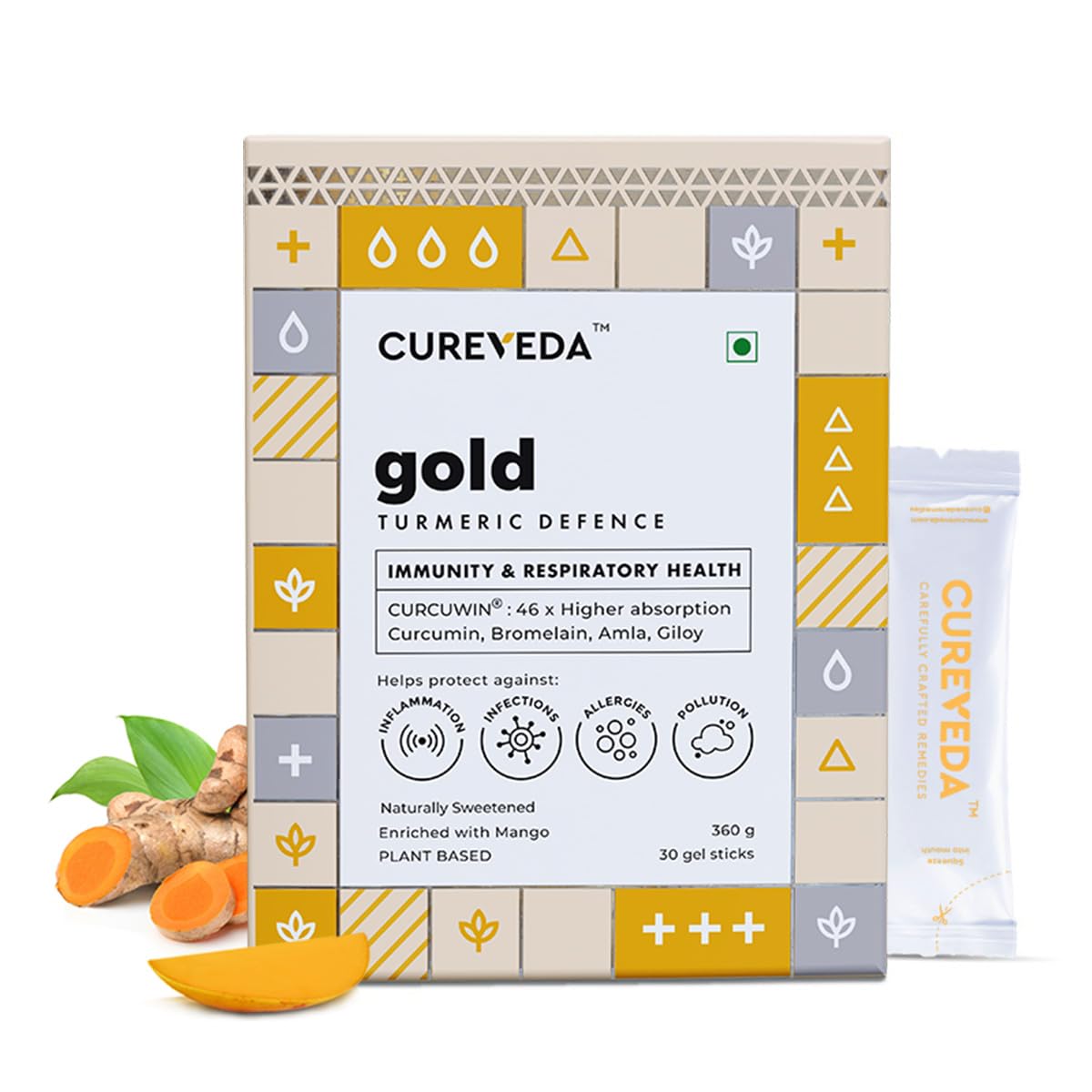 Cureveda Gold - Turmeric (curcumin) Defence for Immunity, Lung Health, Allergies, Infections - 30 sachets
