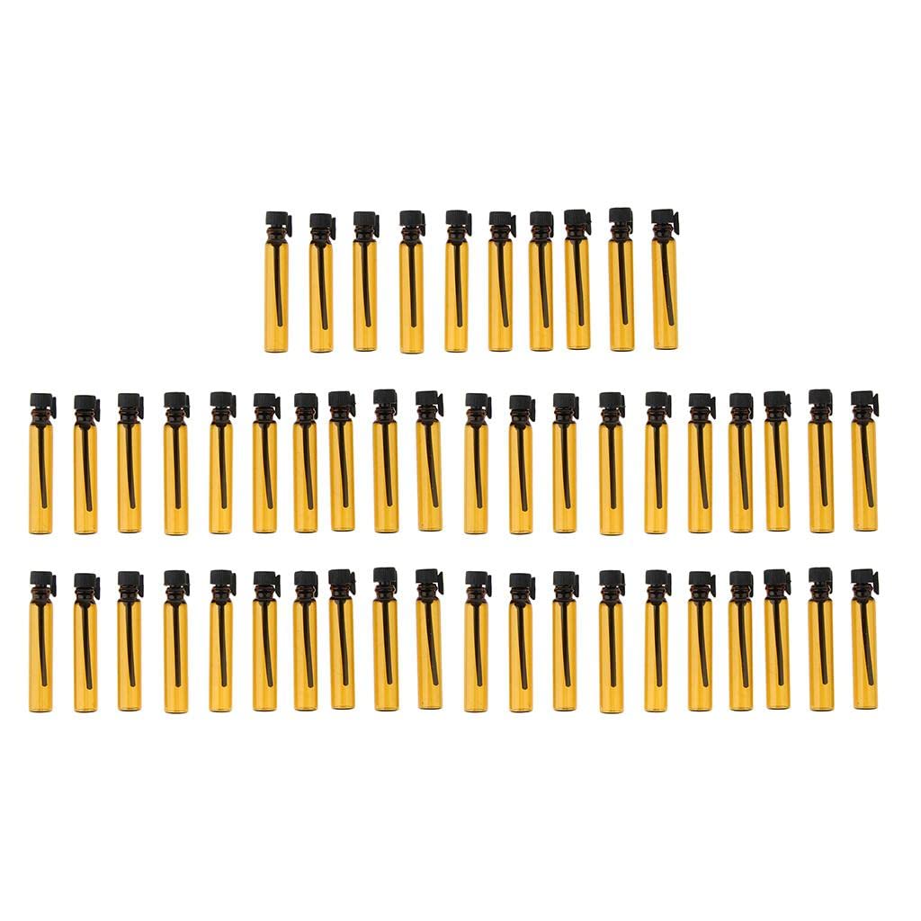 50Pcs/lot Mini Amber Glass Essential Oils Bottles Vials Small Containers 2mL-image-10