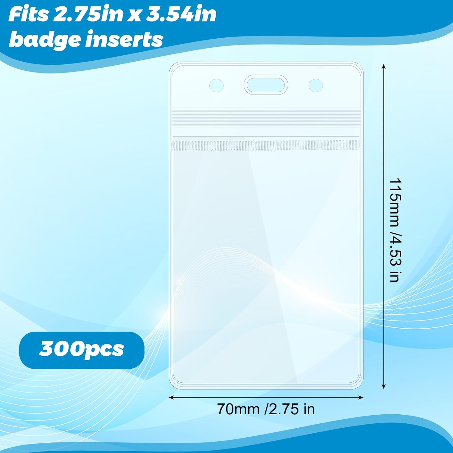 300 Pieces Clear Plastic Horizontal Name Badge ID Card Holders Horizontal Name Badge ID Card Holders with Waterproof Resealable Zip Transparent PVC Sleeve Cover for Office School - Image 3