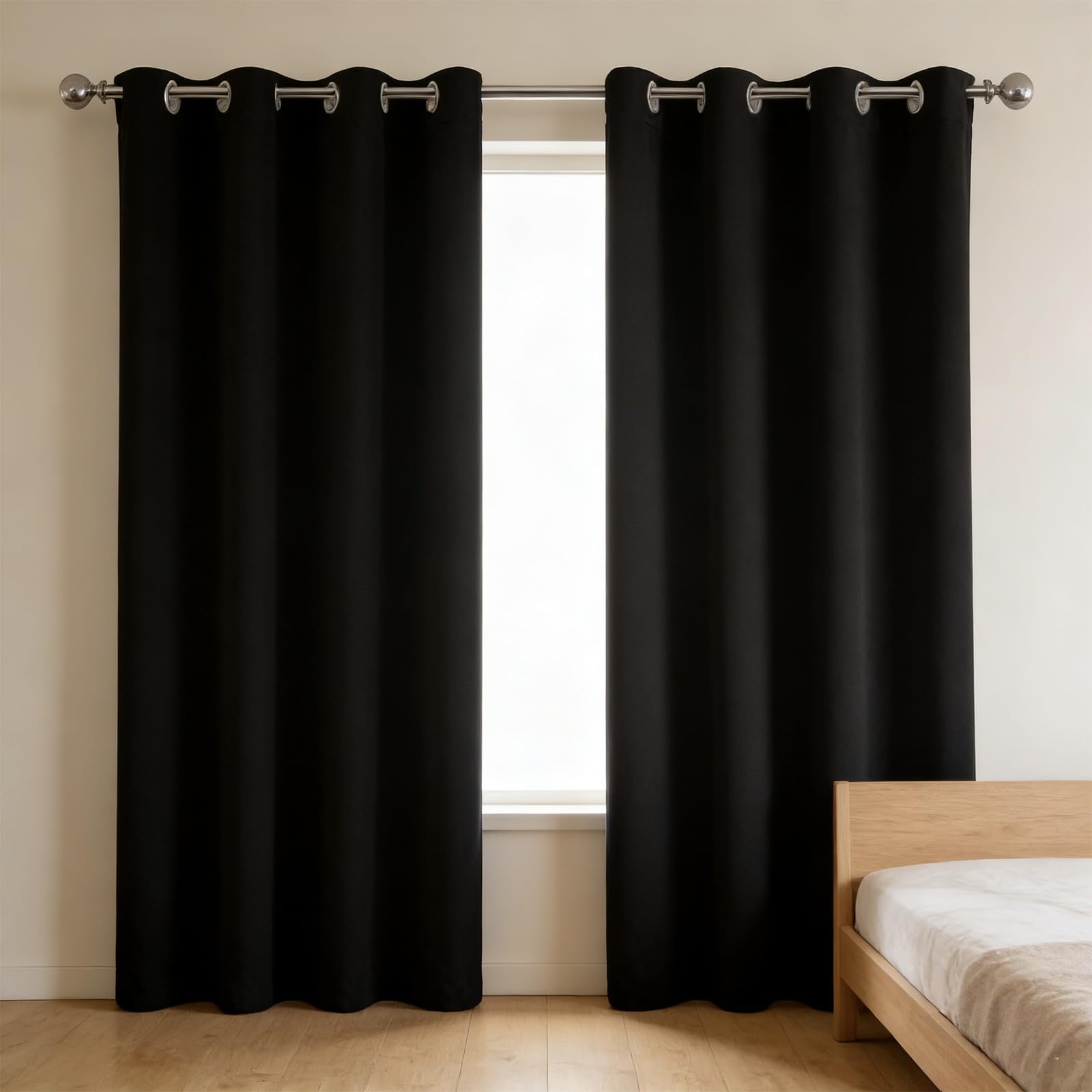 Rideaux opaques isolant thermique anti froid doux grand format 270 x 270 cm noir