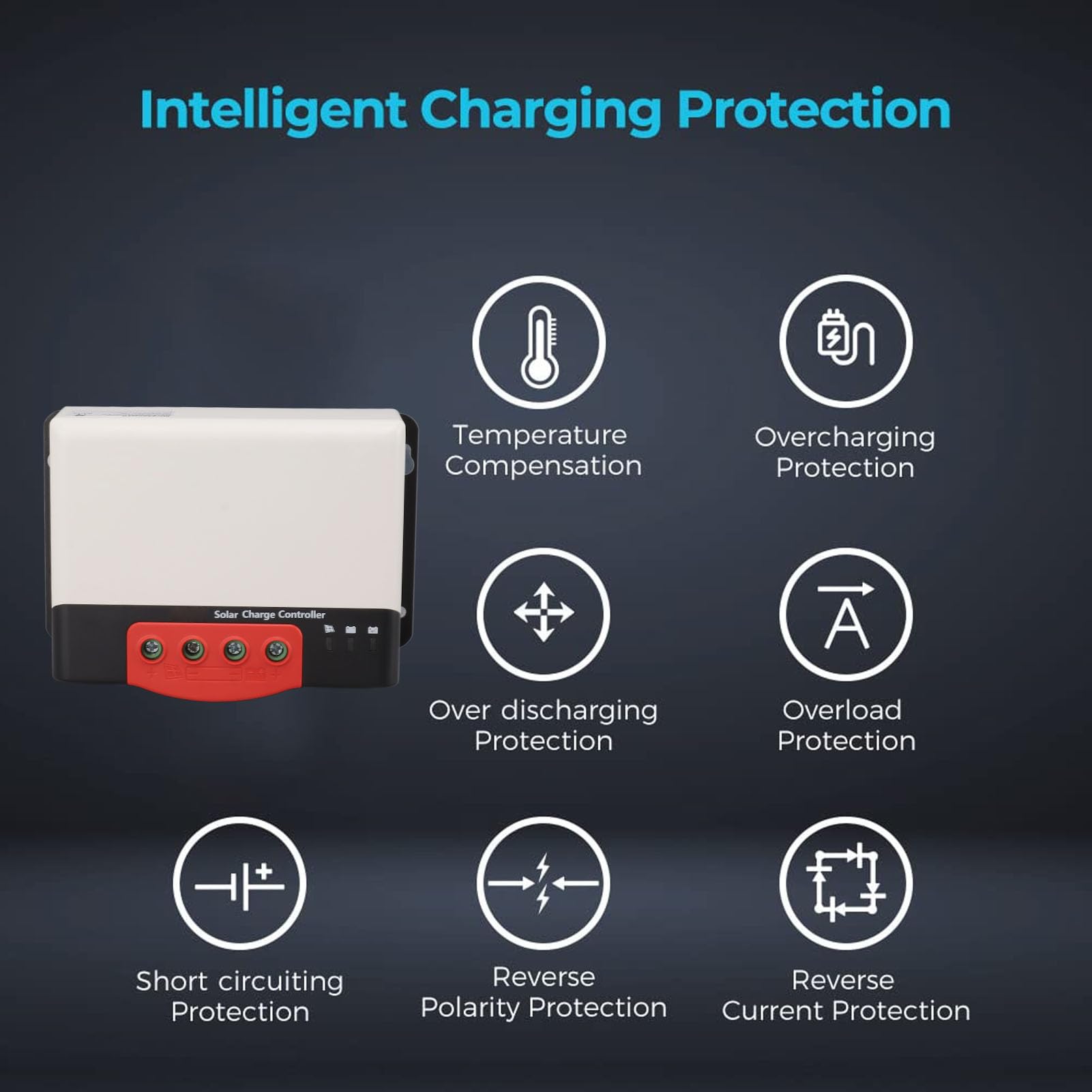 Controlador de Carga Solar MPPT Eficiente 20A 12V 24V para Indicador LED de Protección de Seguridad en el Hogar