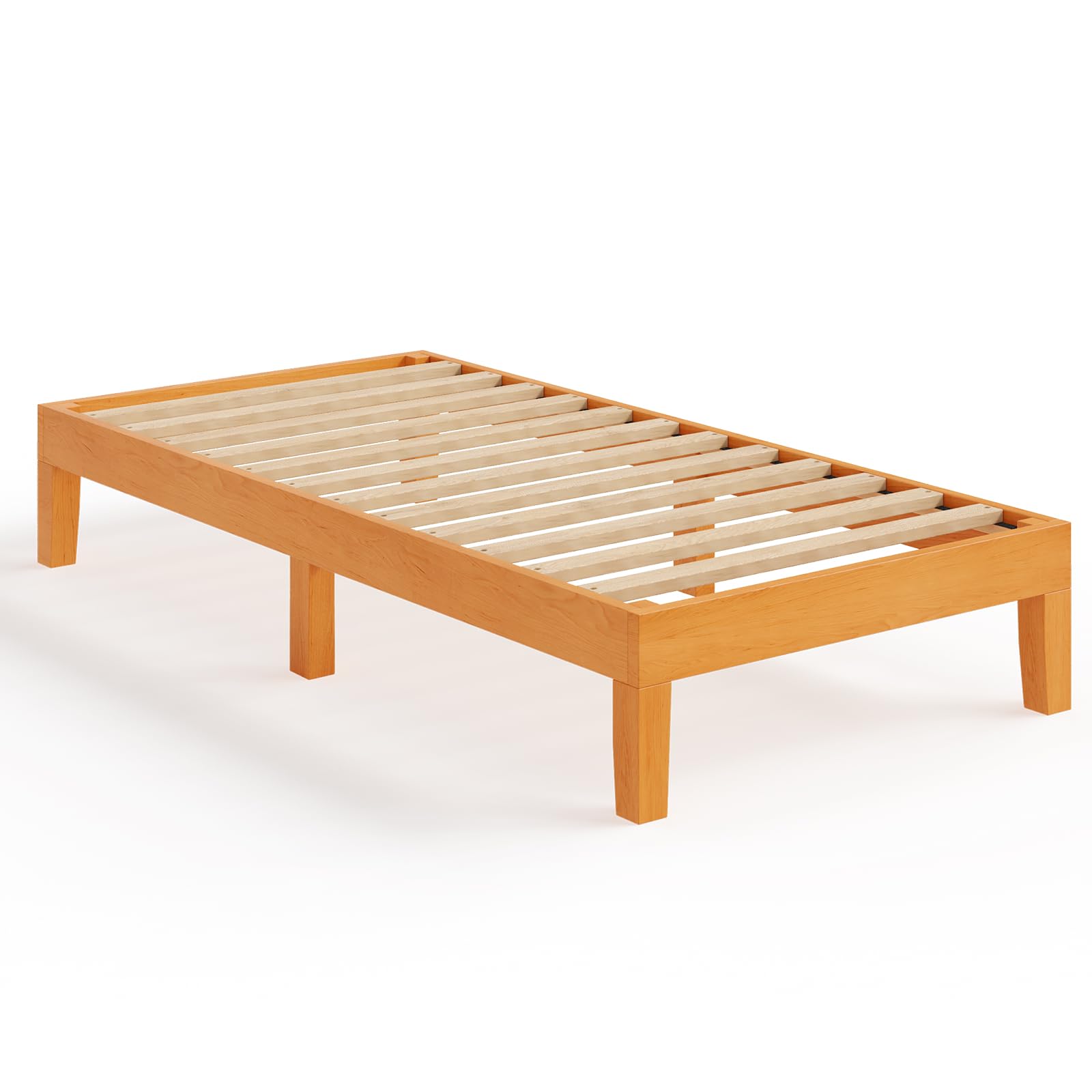 Condition photo showing New/Like New for 12-inch solid wood platform bed | wooden slats, no box spring needed, easy assembly | twin