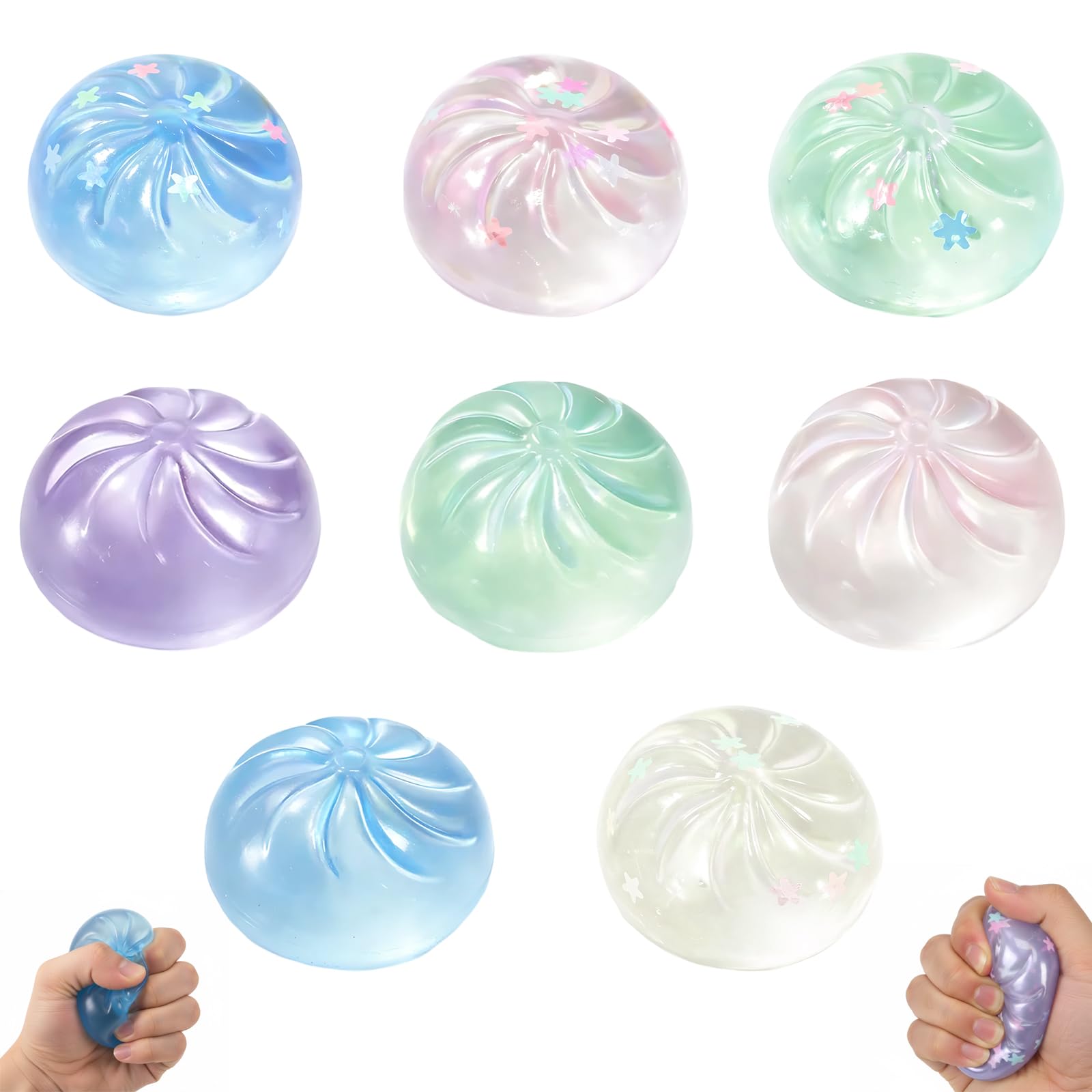8PCS Glitter Dumpling Squishy, Mystery Dumplings Squishys Set, Squishy for Stress Relief,These Glitter Stress Balls Are Compact and Easy to Carry in Your Pocket, Bag