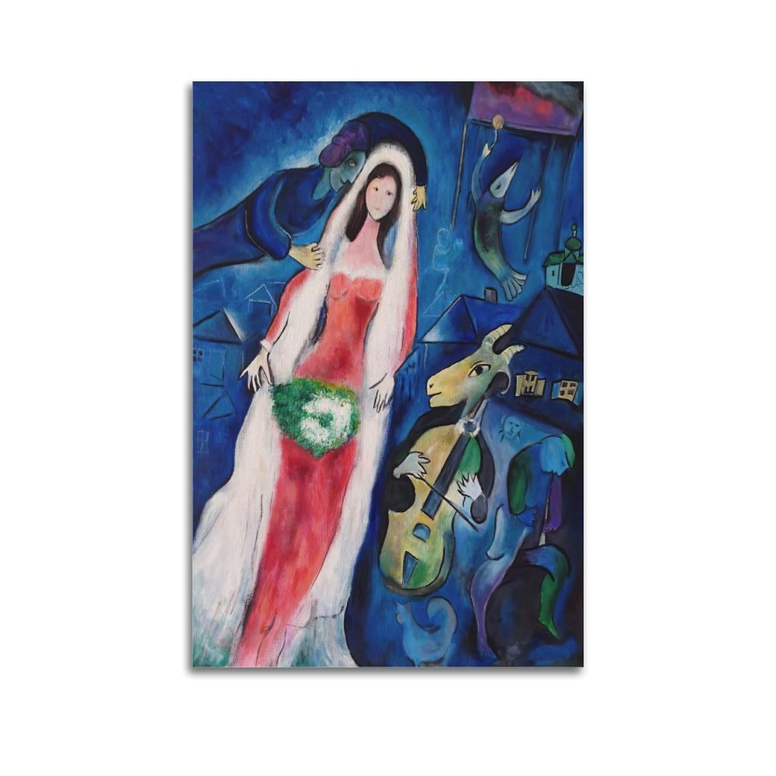 KANGZENG Marc Chagall Painter Works (La Mariee) Art Posters Room Aesthetic Print Art Wall Canvas Modern Bedroom Decor 20x30inch(50x75cm)