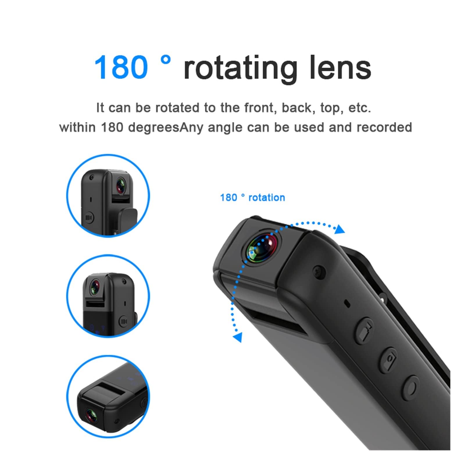 Action Cam, Mini Fotocamera Digitale HD 1080P Home Sports DV Sensore di Movimento for videocamera di Sicurezza Magnetica Piccola videocamera Pocket Body Camara,All'aperto, Sport, Video(64GB)
