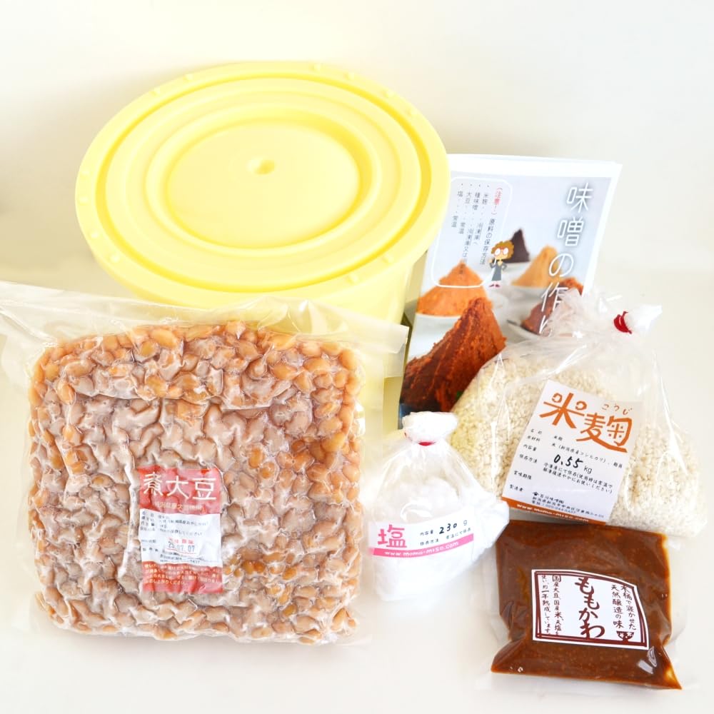 Amazon.co.jp: 味噌手作りセット（煮大豆版）2kg用 樽付き（煮大豆1kg