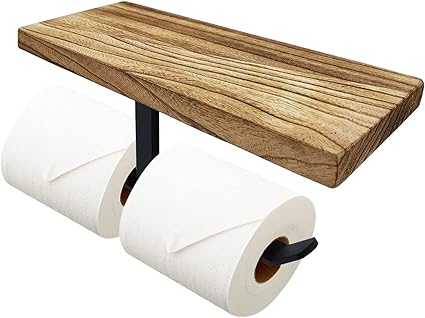 Amazon Co Jp トイレットペーパーホルダー 2連 木製 北欧風 天然木 棚 小物置き おしゃれ 収納 ウッド メタル 壁取り付け 約30 11 10cm 耐荷重 5kg Diy 工具 ガーデン