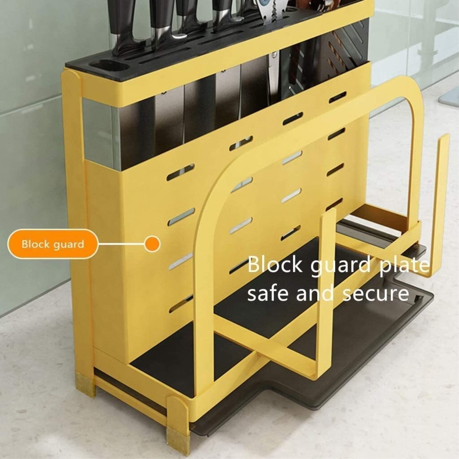 Stojak Kuchenny na Noże Bez Noży, Metalowy Blok Noża Uchwyt Do Przechowywania Noży Organizator Deska Krojenia Stojak Pokrywa Akcesoria Kuchenne Knife Block(Yellow)