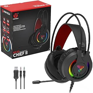 Fantech hg20 chieft ii rgb gaming headset - 50mm drivers - noise cancellation microphone - volume control - pc / ps4 / mobile / xbox / laptop, Aux