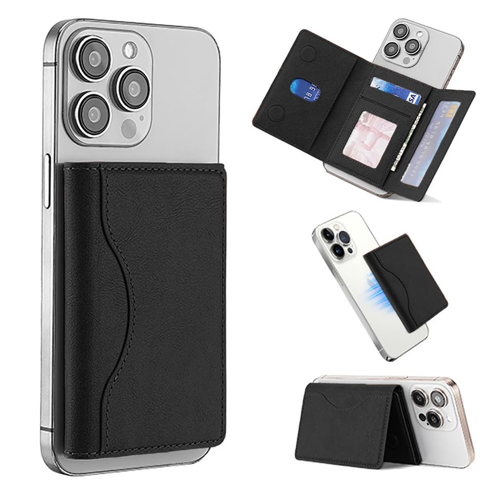 Portafoglio Magnetico per Telefono in Pelle Elegante Porta Carte di Credito per Smartphone Accessorio Moderno per Uomini e Donne Perfetto per Ogni Occasione(Nero)