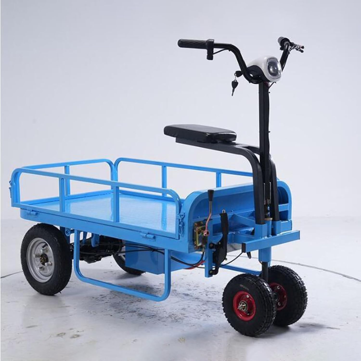 Elektro Pritschenwagen Tragbar Langlebig Transportwagen Klappbar 600kg Rollwagen Mit Lenkbarer Luftbereifung Plattformwagen Transporthilfe Handwagen,04