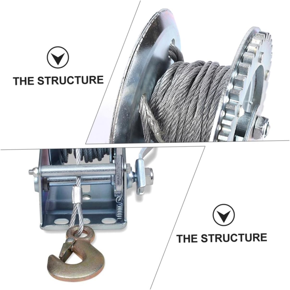 1pc Hand Winch with Cable Capacity Manual for Vehicle Towing Boat Trailers and Heavy Load Hauling