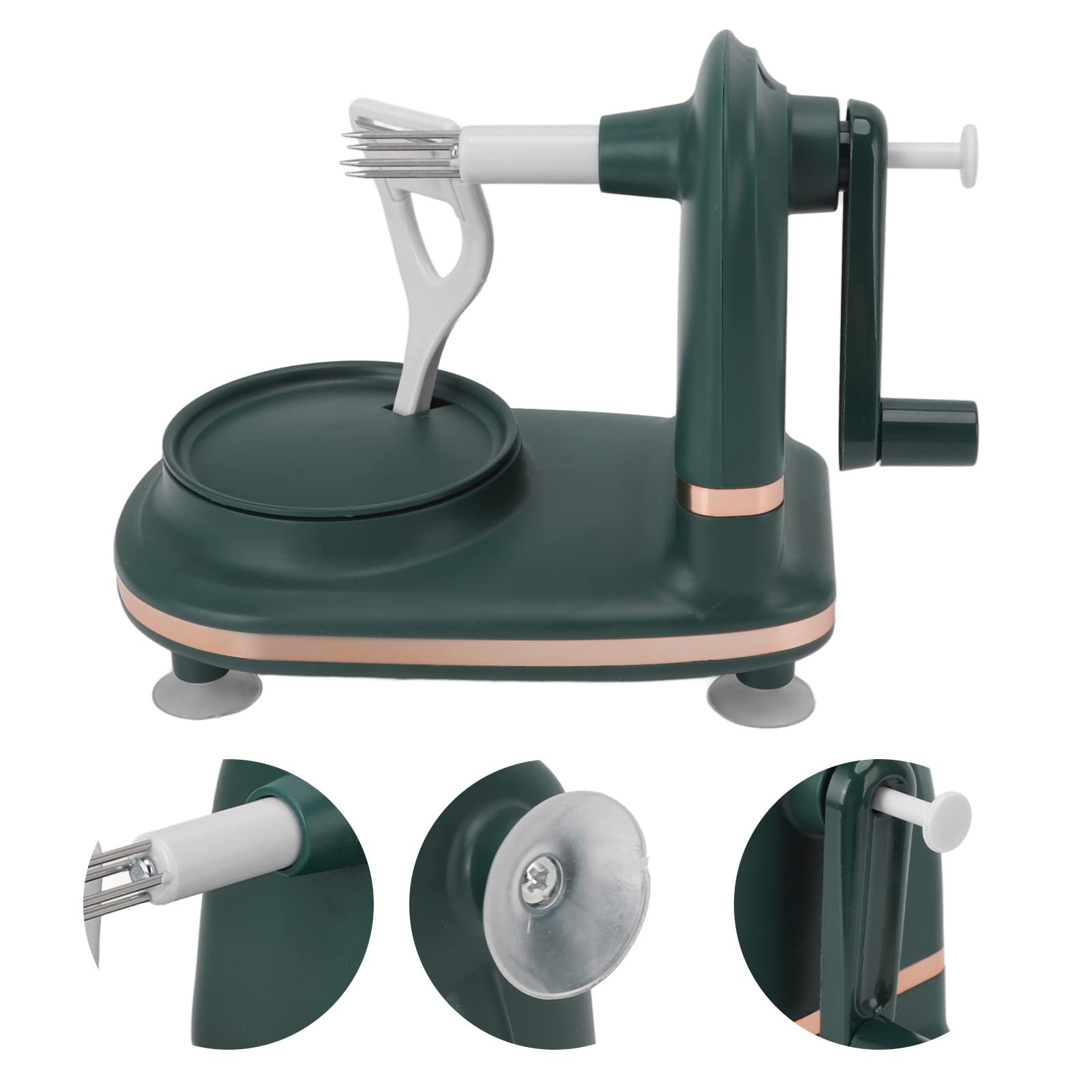 Wakects Pelapatate a Manovella, Pelapatate per Frutta in ABS PC con Taglierina, Buccia Rotante Sottile, Base a Ventosa, 120 X 210 X 155 Mm, per Mele Pere Patate Nella Domestica per Bambini Anziani