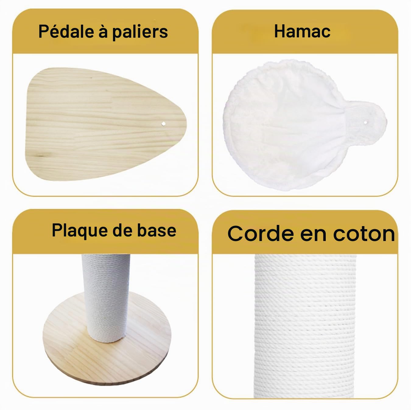 Arbre à Chat à Hauteur de Plafond – Centre d'activités d'escalade pour Chats à 5 étages avec griffoir, 4 Niveaux, 2 hamacs, réglable en Hauteur 190–260 cm, du Sol au Plafond, Peu encombrant et Stable