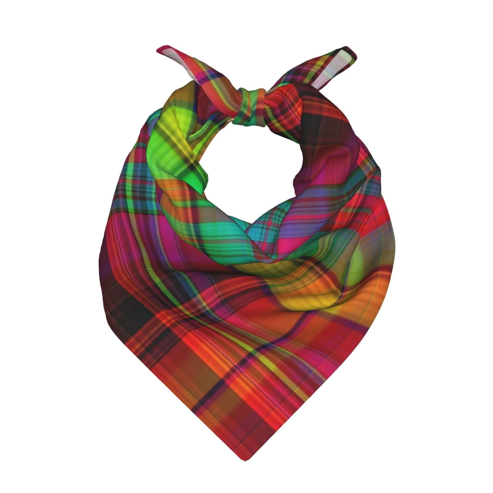 Zouey Unisex As Picture Bandanas For Women Or Men Headband Square Head Scarf Tie Flight Attendant Scarf,Bright Fruity Tropical Plaid Madras Summer