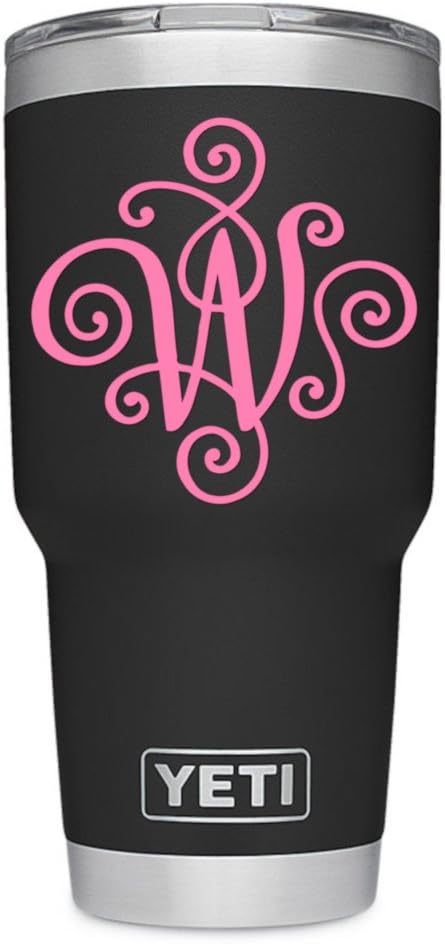 Monogram die Cut Decal/Sticker. Click for Color/Letter Options. Available in Four Colors and All Letters A-Z! Great for Windows, Yeti and RTIC tumblers, Macbooks and More! (Letter W, Pink) image 3