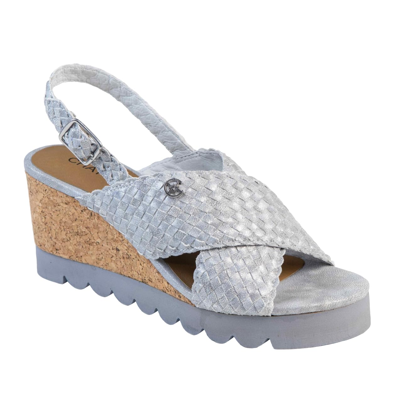 CHATTAWAK Damen 18hfinasilber 38 Sandale mit Absatz, Silber, EU