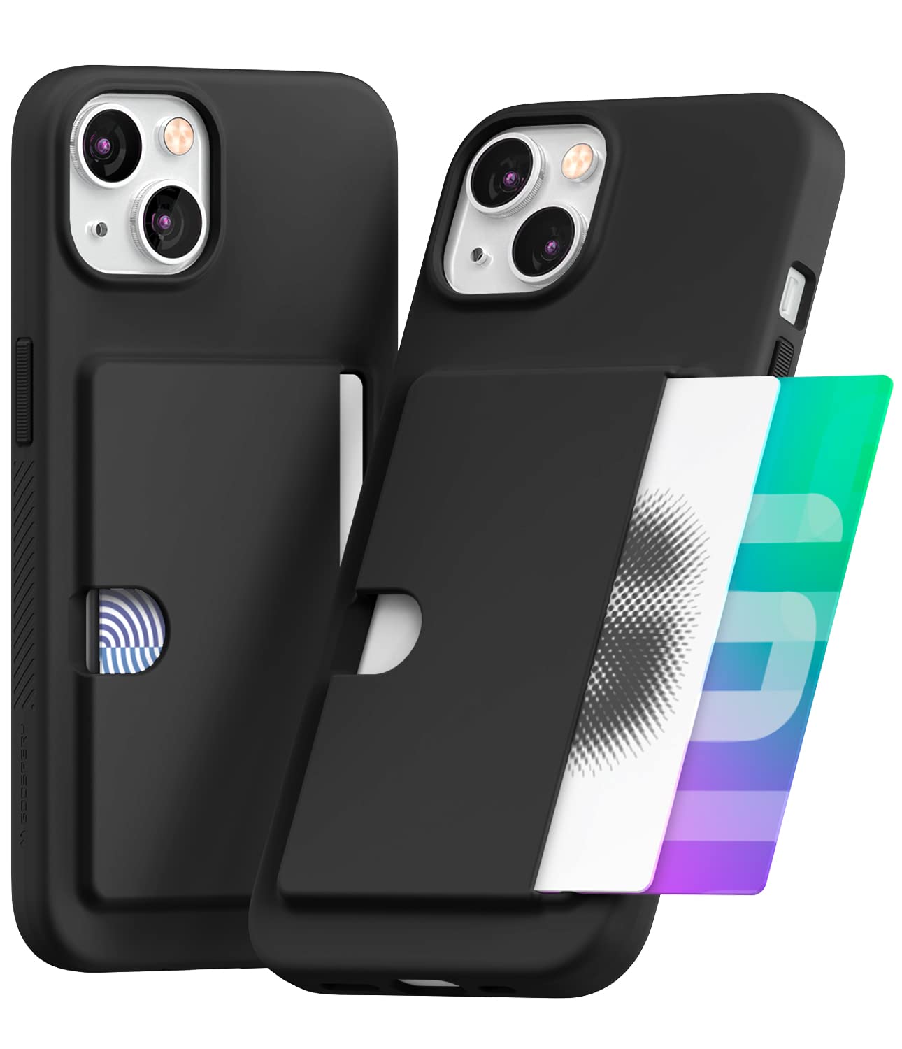 GOOSPERY Rail 2 Card Wallet Case Compatible with iPhone 13 Case with [Two Card Holder][Light Silicone + Soft Protection] User Friendly Credit Card