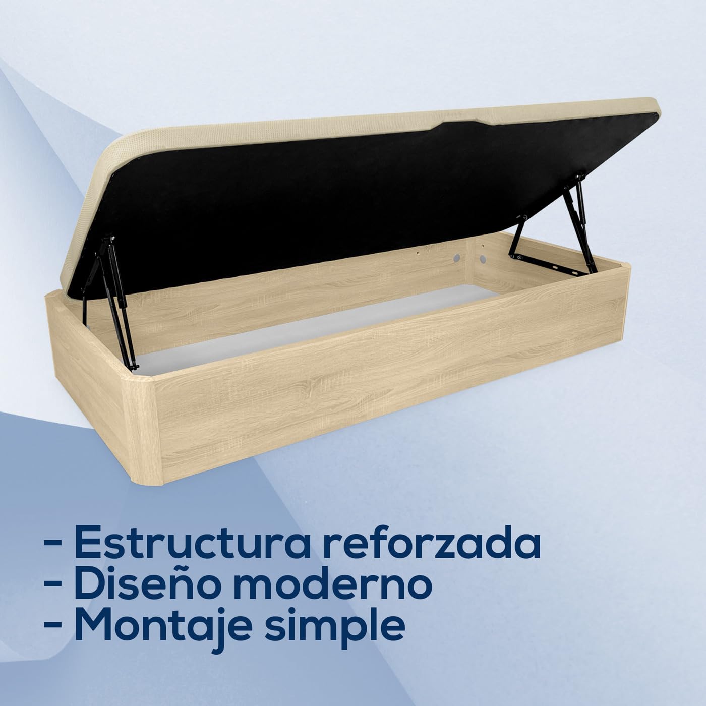 Duérmete Online - Canapé Abatible de Madera Súper Reforzado Gran Capacidad con Apertura Lateral, Transpirable y Resistente, Esquinas Redondeadas, 90 x 190, Cambria