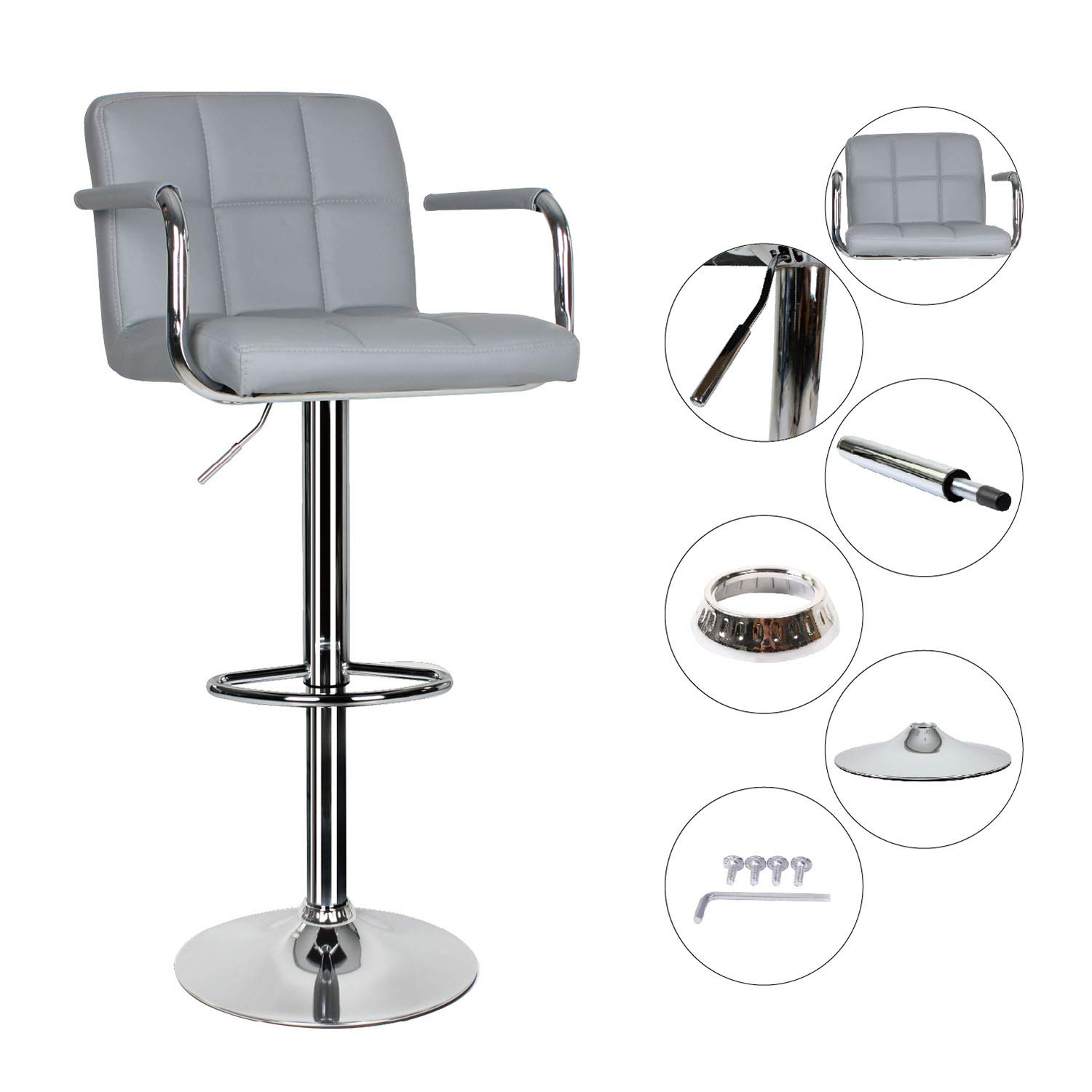 Buy 2 pcs Bar Stool,Leather Kitchen Bar Stool Swivel Gas Lift Breakfast